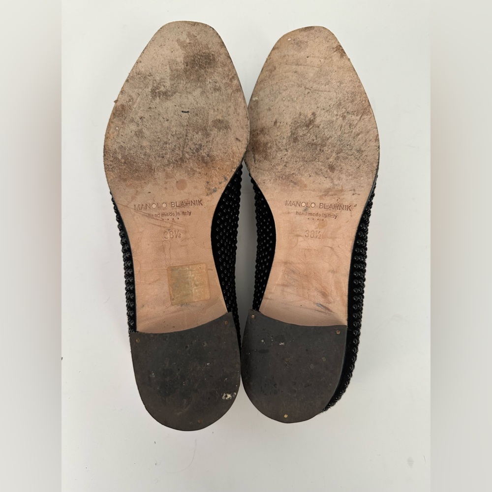 Manolo Blahnik Black Suede Oxford Studded Lace Up Shoes - Picture 10 of 11